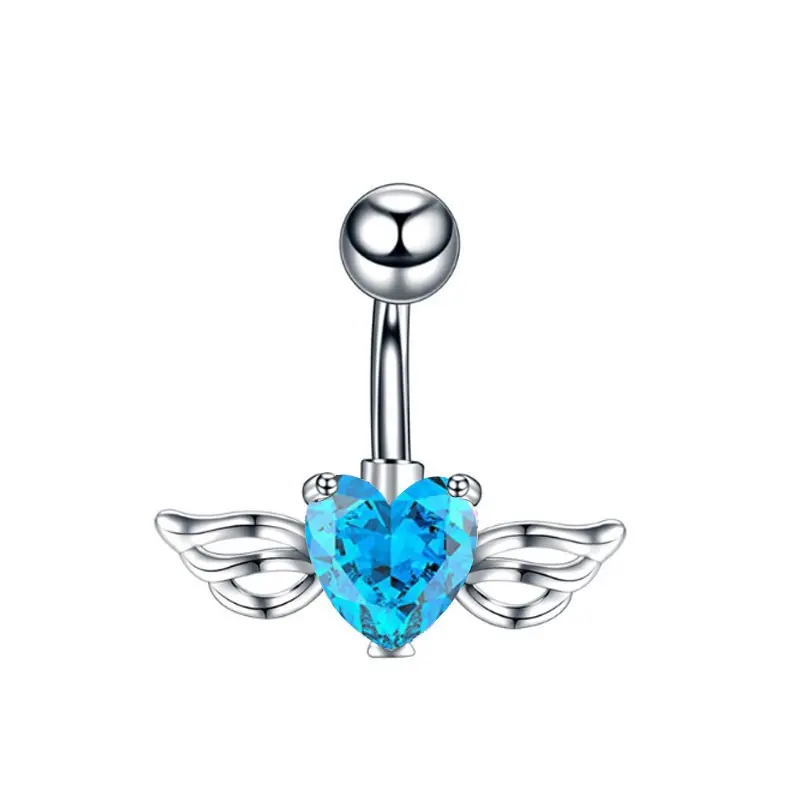 belly piercing anting pusar Berbentuk hati Zirkon Fesyen Sederhana piercing pusar 16mm diameter Cincin Pusar Sayap Perhiasan Tindik Perhiasan pasangan uniseks 6
