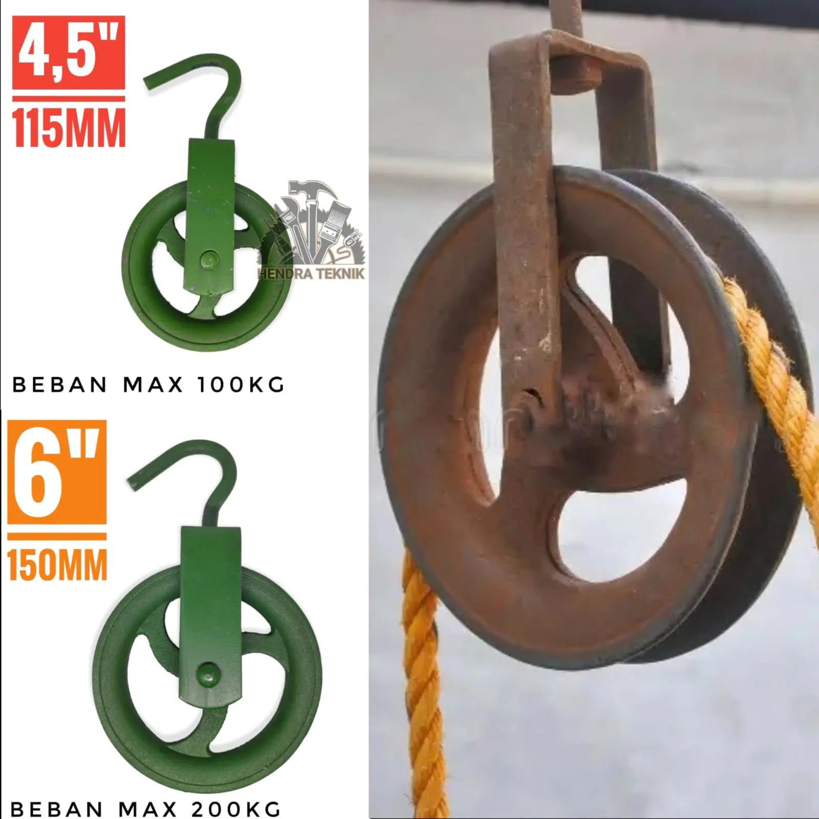 KEREKAN SUMUR COR 4,5" / 6" SUPER TEBAL KATROL BESI COR 115mm / 150mm KATROL TIMBA COR 100kg / 200kg