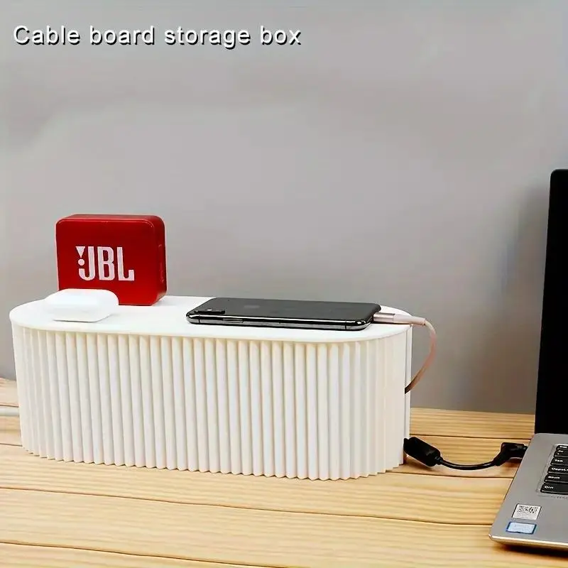 Large Capacity Cable Management Box, Plastic Desk Organizer for Cord Storage, Clutter Hideaway, Home Organizer for Living Room Bedroom Office 6