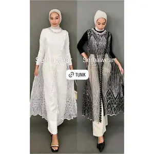 Hazel Outer Tunik Tille Payet Premium mix Renda Lengan Kutung | Atasan Wanita | Outer Kondangan |Outer Renda| Outer Brukat | Outer Lebaran Pesta Panjang
