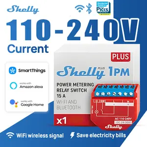 Shelly Plus 1PM Wifi and Bluetooth Relay Switch with Current Measurement Smart Home Automation Works with Alexa and Google Home Control DIY Lights