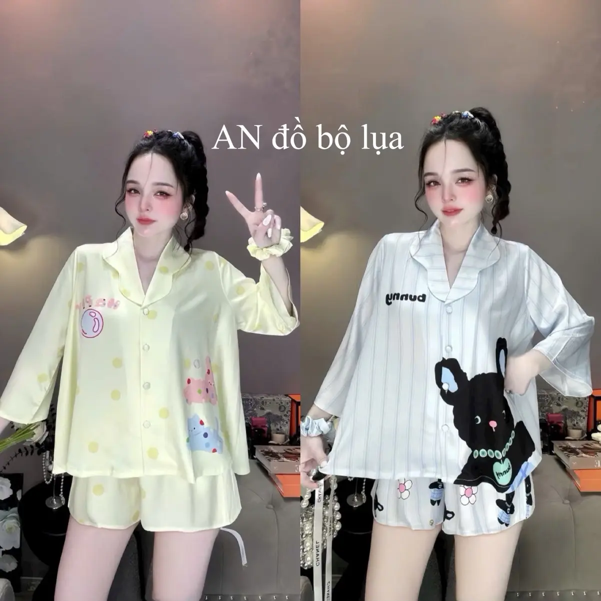 (45-65kg) Đùi cổ Lượn IN HOẠ TIẾT dễ thương, lụa latin tơ tằm cao cấp, freesize , NỮ