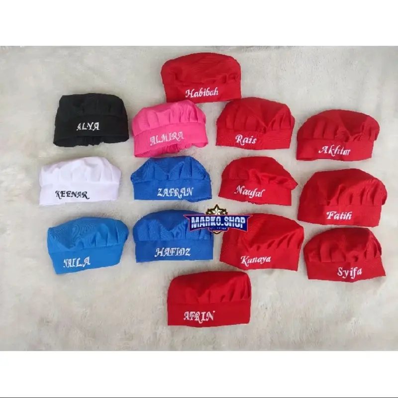 Topi Chef Anak Dan Apron Celemek Satu Set Free Bordir Nama Topi Chef Celemek anak Bisa Bordir nama topi  sd  merah  putih 4