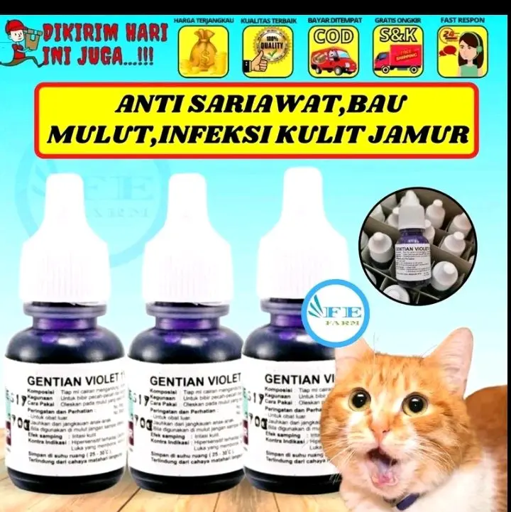 Gentian Violet Anti Sariawan Bau Mulut Infeksi Kulit Jamur untuk Kucing