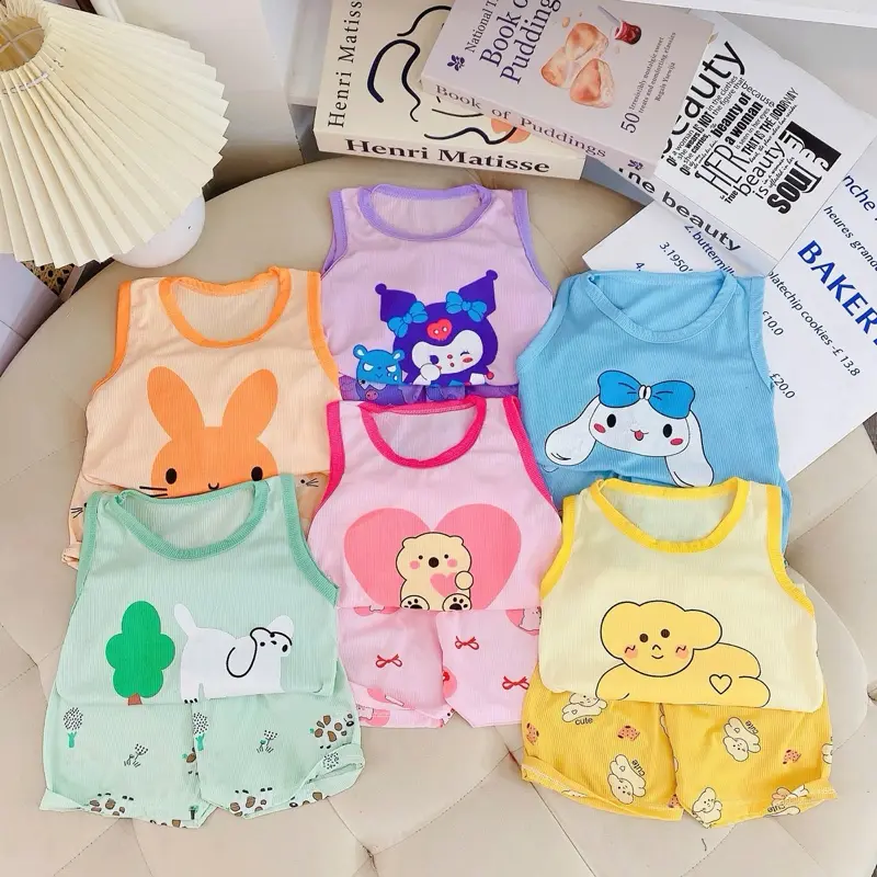 Combo 5 Bộ Quần Áo Ba Lỗ Vải Tăm Lạnh Cho Bé Từ 5-16Kg 8