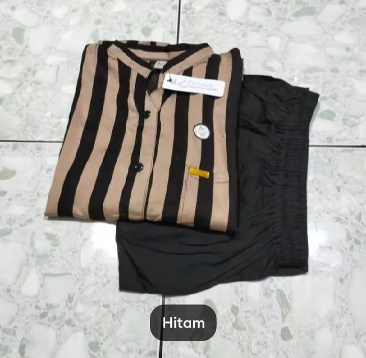 GRATIS ONGKIR SETELAN WANITA MOTIF SALUR // SET WANITA TERBARU // ONE SET PENJAMAS KEKINIAN TERMURAH Baju Katun setelan  wanita setelan  andin Celana Kancing Karet Nyaman Panjang Garis Lembut Atasan Dewasa Linen Tunik 0