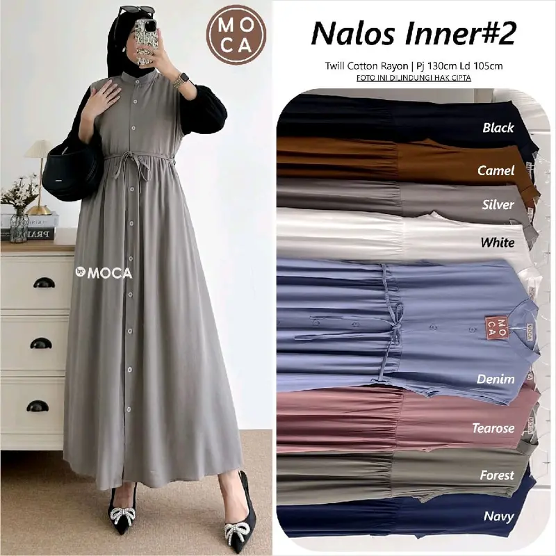 Nalos inner dress rayon twill terlaris.Restock serian warna baru 1