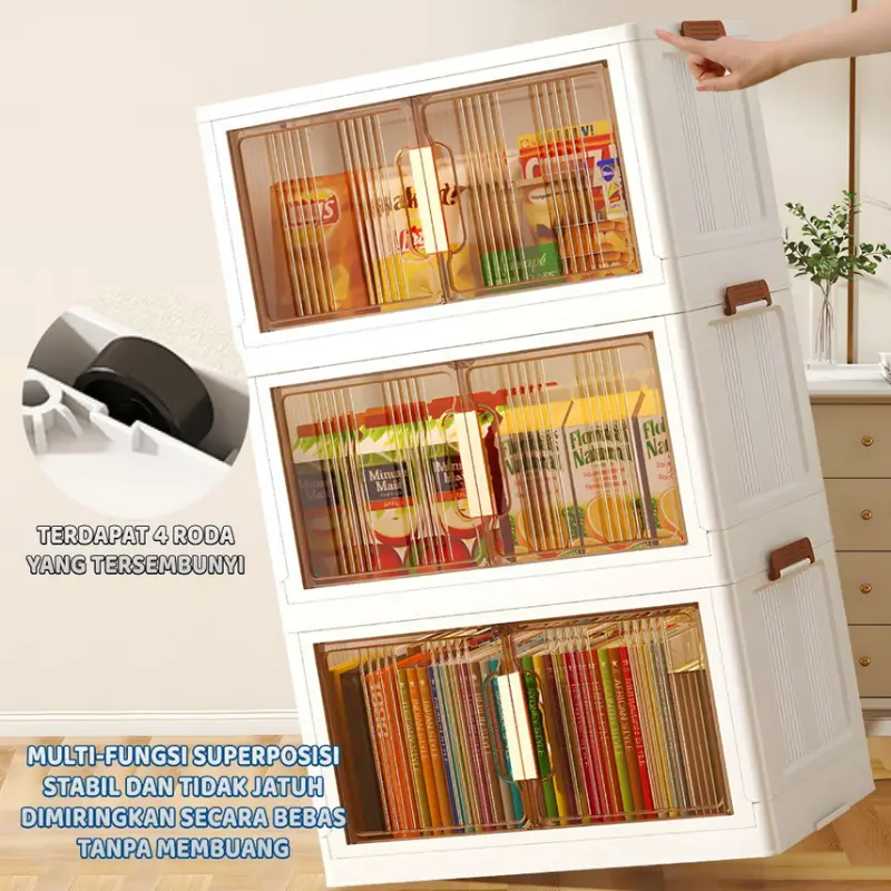 Goodbaby | 45/55CM Lemari Plastik Susun Besar / Lemari Plastik Lipat Penyimpanan Serbaguna/Lemari Pakaian Anak & Bayi, Rak Baju Multifungsi, Organizer Hemat Ruang, Katrol Senyap, Anti Debu 2