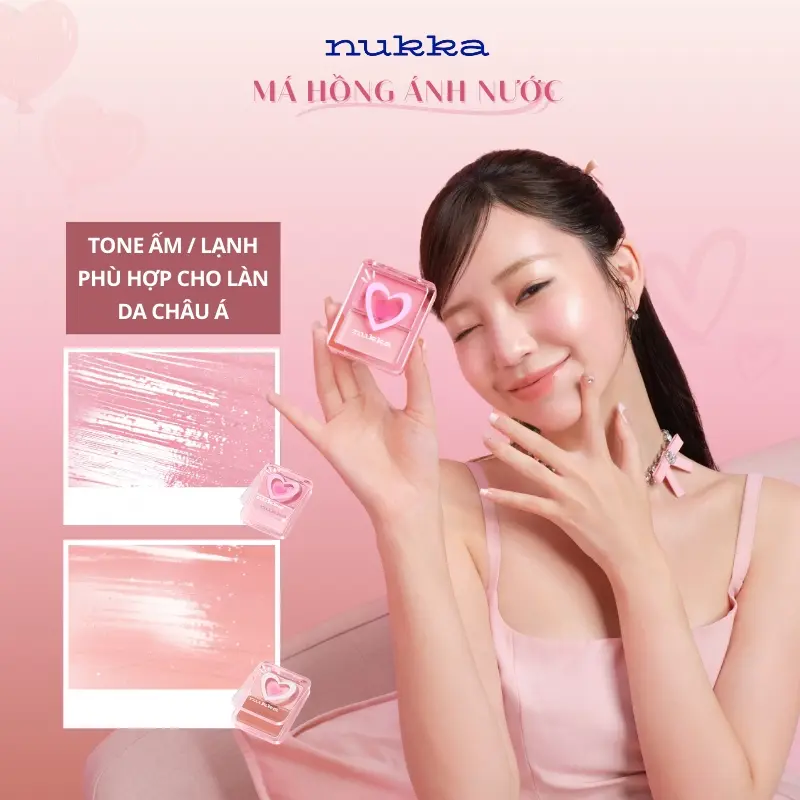 Nukka Má Hồng Kem Hiệu Ứng Ánh Nước - Căng Bóng, Bắt Sáng, Nâng Tone Tự Nhiên TB