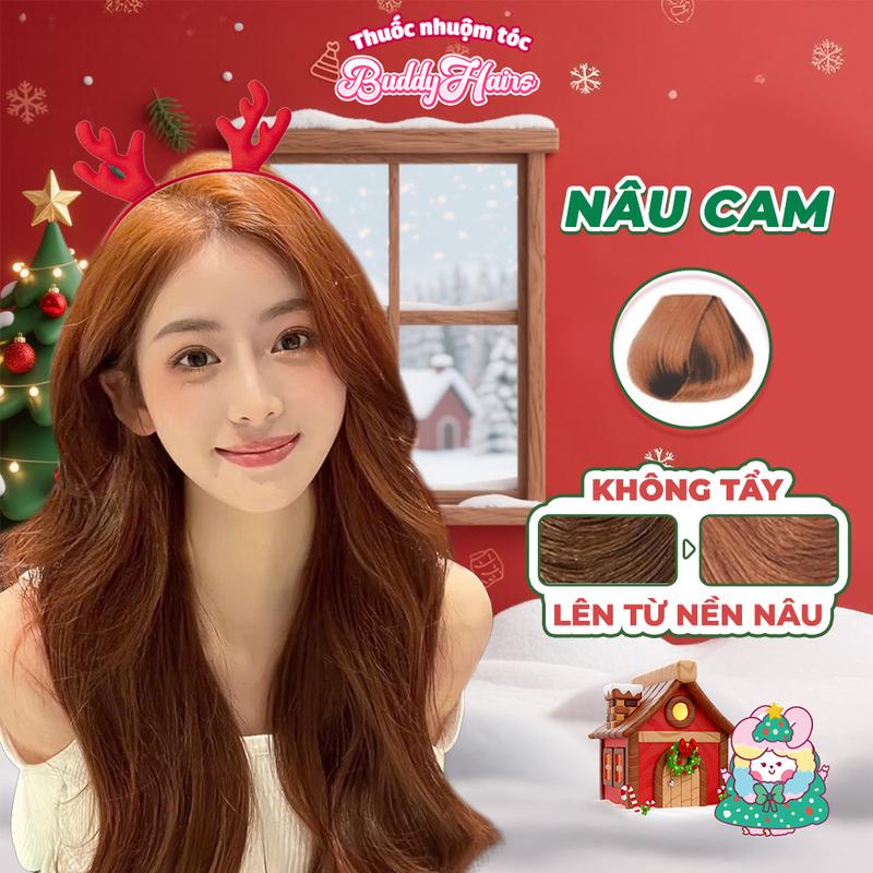  Thuốc nhuộm tóc NÂU CAM của Buddyhairs TẶNG KÈM găng tay mũ trùm đầu tiện lợi 