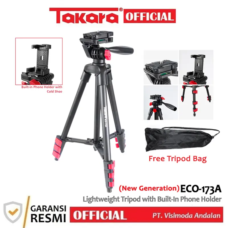 TAKARA ECO-173A, Tripod untuk kamera, action cam, HP