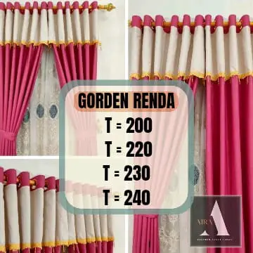 Gorden Pintu dan Jendela Renda Hati Premium Lebar 135cm Tinggi 200cm-240cm Curtain Dekorasi Kain
