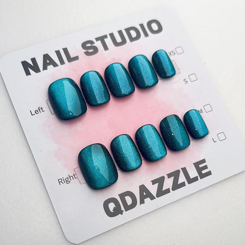 【A44】Cat Eye | Handmade Press-on Nails, False Nails, Manual Nails, Original Fashion Design | Comes with Manicure Toolkit, Jelly Gel, Glue 0