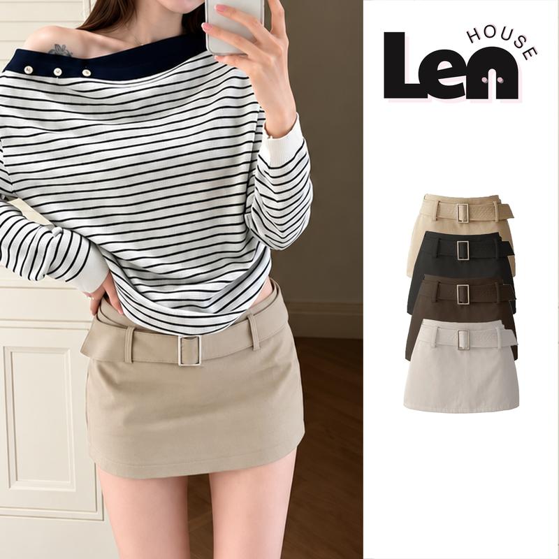 Chân váy kaki nhật L1 phối đai cá tính phong cách dễ phối đồ daily wear