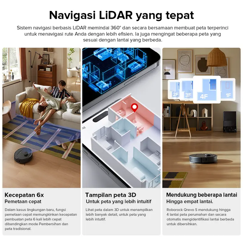 Roborock QrevoS | Robot Vacuum Cleaner Sapu Pel Vakum Penyedot Debu | Daya Hisap 7000Pa | Garansi Lokal 2 Tahun 8