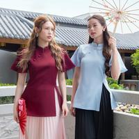Gambar Chocochips - Artika Top / Atasan Lengan Pendek Kerah Mandarin / Lunar Collection - Blue, S dari Chocochips Boutique Kota Administrasi Jakarta Barat 1 Tokopedia