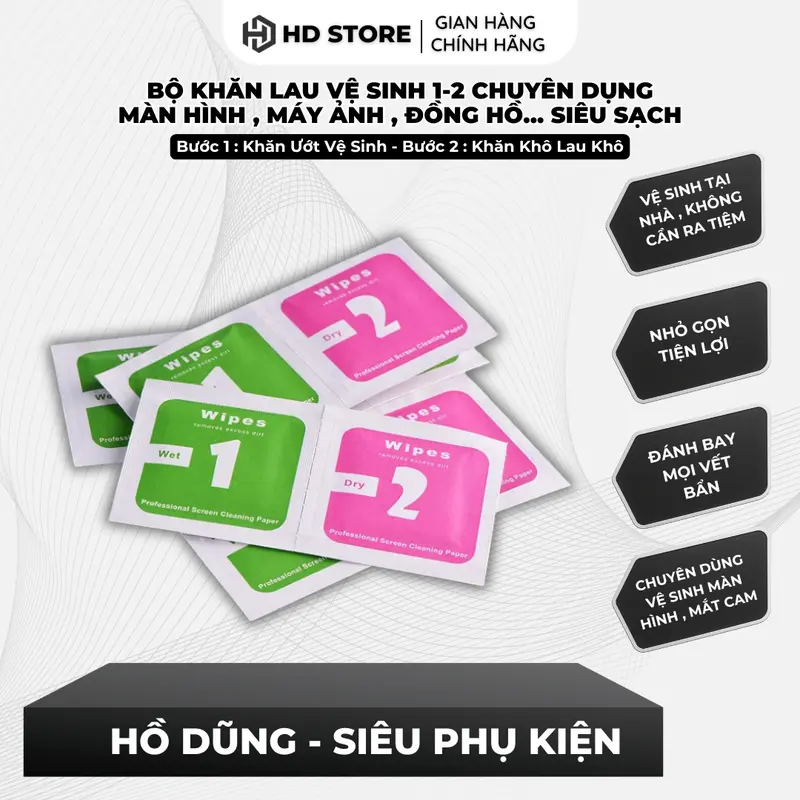 (1) Bộ Vệ Sinh Khăn Lau 1-2 Vệ SInh Mắt Camera & Cường Lực Màn Hình