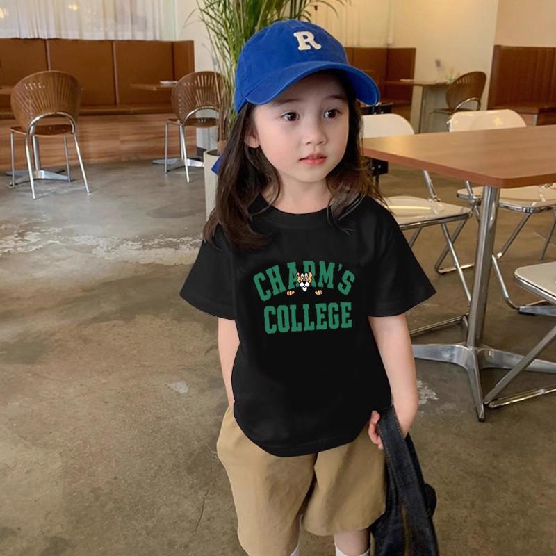 Summer trendy brand pure cotton short sleeved T-shirt for boys and girls new casual design loose  versatile top for middle and young children 0