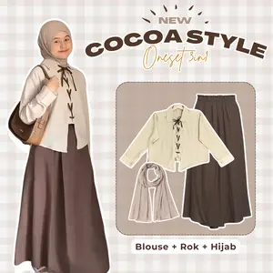 Setelan Wanita One Set Terbaru ( Blouse Tali + Rok Hyget + Pashmina Ceruti Babydoll ) Outfit Remaja Hijab - LT113 Baju Lebaran