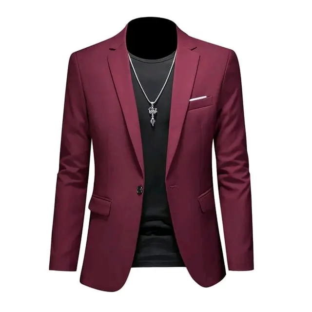 jas blazer nikahan jas kerja jas kantoran jas wedding blazer formal Slimfit Pria Casual Kancing satu 3