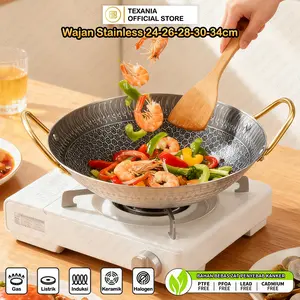 (PROMO SAMBUT AWAL TAHUN) TEXANIA Wajan Stainless Honey Comb Anti Lengket dan Anti Gores - Kitchenware