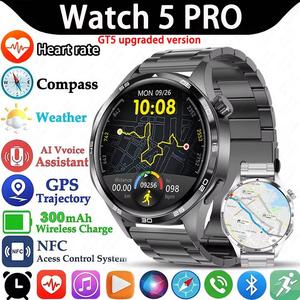 2025 New GT5 PRO Smart Watch Men Watch 5 Pro AMOLED HD Screen Bluetooth Call GPS Trajectory NFC Heart Rate Compass Smartwatches