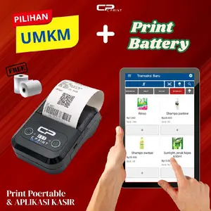[ PAKET LENGKAP PRINTER + APLIKASI ] Original Printer Bluetooth Mini Portable Thermal COD CP-58KI  - Garansi 1 Tahun Label