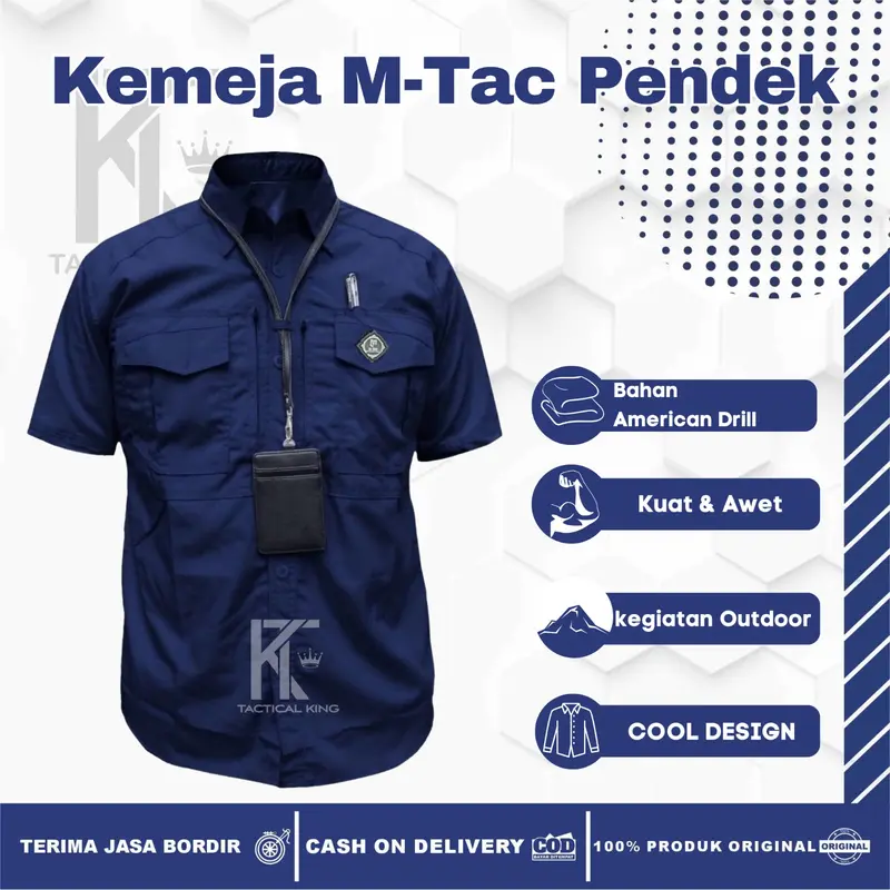 Grosir Kemeja Tactical Pria Lengan Pendek MTAC Best Seller Bahan Baby Cotton Navy 2