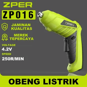 ZPER Mesin Bor Baterai 4.2V Obeng Listrik Cordless Drill Battery Bor Kayu Triplek Besi Bor ZP016 pompa air mancur stanley Torsi mesin bor cas 2 batre obeng bor elektrik impact 1 set komplit power tools