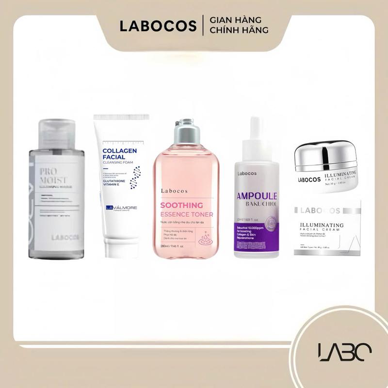  C16_ combo 5 món dưỡng da mặt ban đêm   Tẩy trang sữa rửa mặt toner serum bakuchiol kem sâm  