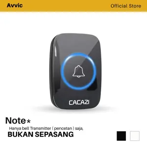 Avvic x HANYA PENCETAN - CACAZI Transmitter Wireless Doorbell Bel Pencetan Bel Pintu Rumah Baterai White Black