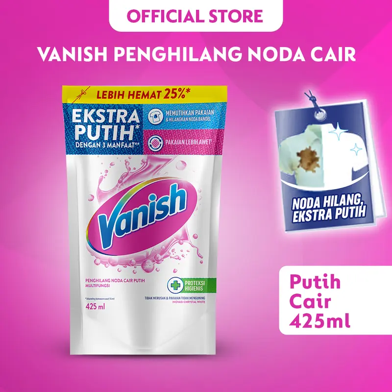 Vanish White Cair Pouch 425ml - Penghilang Noda Baju Membandel - Vanish White Penghilang Noda Pakaian Putih [AMPUH HILANGKAN NODA] 0
