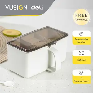 Vusign Tempat Bumbu Dapur / Kotak Bumbu 3 Sekat / Rak Bumbu 1000 ml Gratis Sendok VS947 Kitchenware