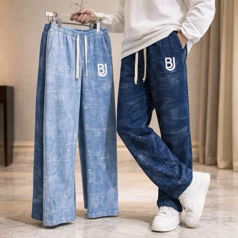 Boldblue Junction | Celana Panjang Bahan Kaos Airsm ALFIE Unisex Motif Denim Premium