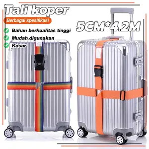 Tali Koper TSA Cross Lock Ganda - Sabuk Pengikat Koper dengan 2 Kunci Silang untuk Bagasi