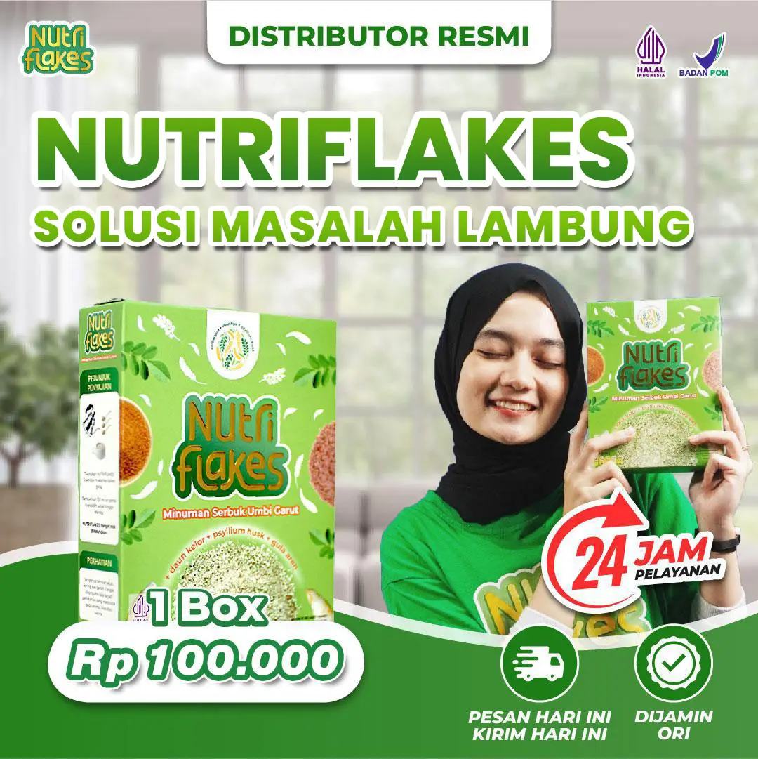 Nutriflakes Original Sereal Umbi Garut Bantu Masalah Lambung Halal MUI BPOM Bisa COD