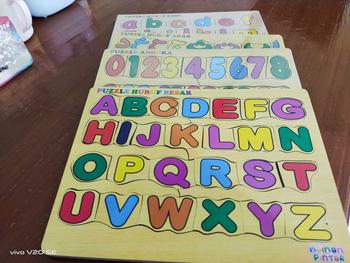 Product Review of Mainan Edukasi Anak Paket Puzzle Kayu Isi 4 Huruf Hijaiyah Arab Huruf Besar Kecil Angka 0-20 from I**9 1