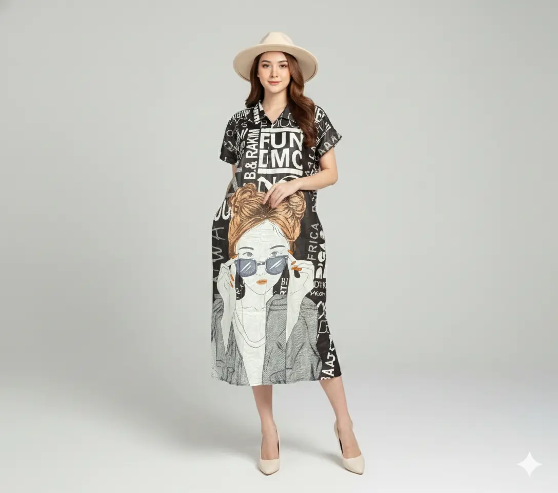 Daster Sofia Karakter Krah Busui Bahan Rayon Solo Ibu Hamil Rumahan Motif Terbaru Viral Kekinian kacamata P E