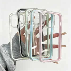 Cocok untuk iPhone Seri 11-17 | Soft Case Silikon Warna Permen 2 in 1 | Casing HP TPU Lembut Berwarna-warni Desain Mewah Segar