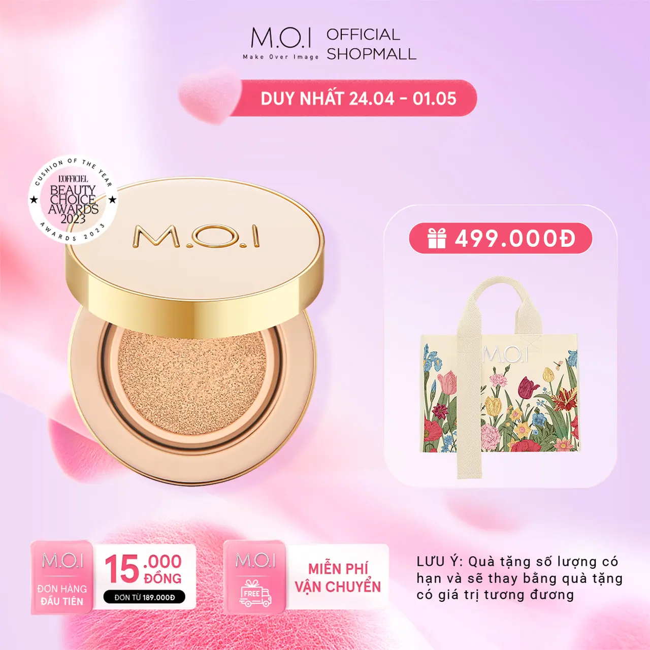 Phấn nước Kiềm Dầu Che Khuyết Điểm SPF 50+ PA+++ MOI Premium Baby Skin Cushion 12g