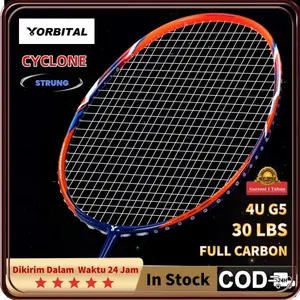 2025 NEW ORBITAL Raket Bulutangkis CYCLONE FULL CARBON RINGAN 4U G5 OFFENSIVE 26-32LBS Terpasang Senar Wanita Pria Pemula Pro Musim Panas 2025 ORBITAL Badminton Racket CYCLONE Full Carbon Light 4U G5 Offensive 26-32LBS Strung Sports Racket