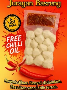 BASRENG MENTAH isi 1KG KEMASAN VACUM (Bonus Chilioil 20gr) Pedas Juragan Basreng