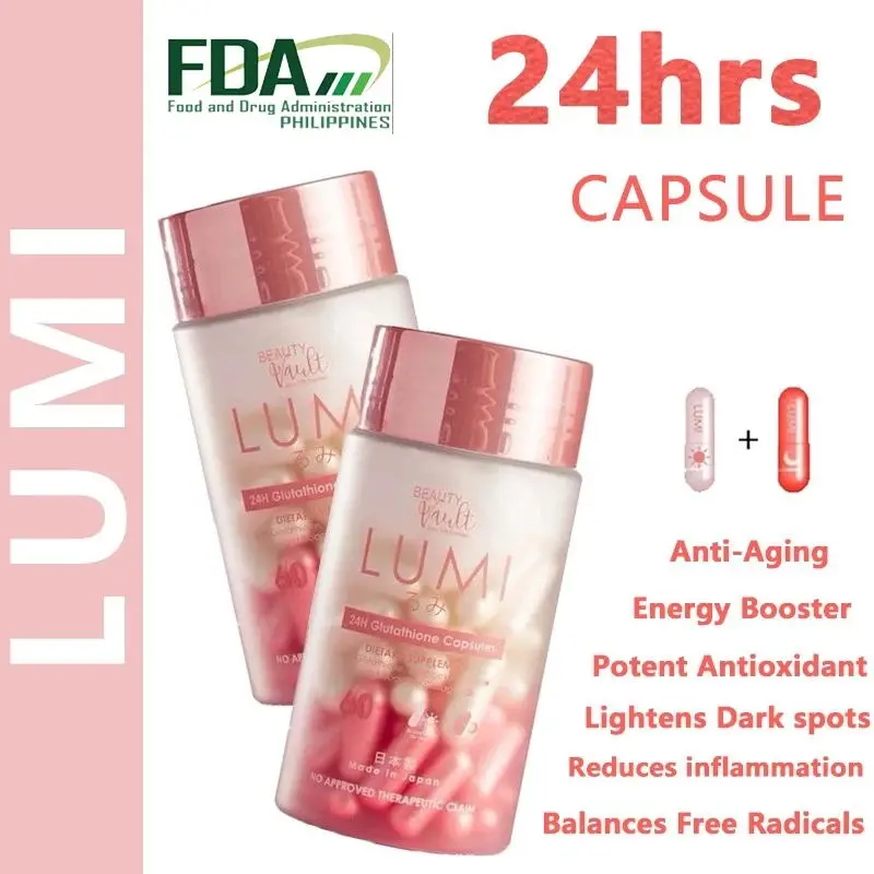 Beauty Vault LUMI 60 Capsules 24H Whitening Glutathione Japan Formula  Lumina Glow Sun Block for Radiant Skin
