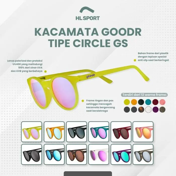 Kacamata GOODR Circle Gs Round UV400 Sunglass Polarized Frame Lensa