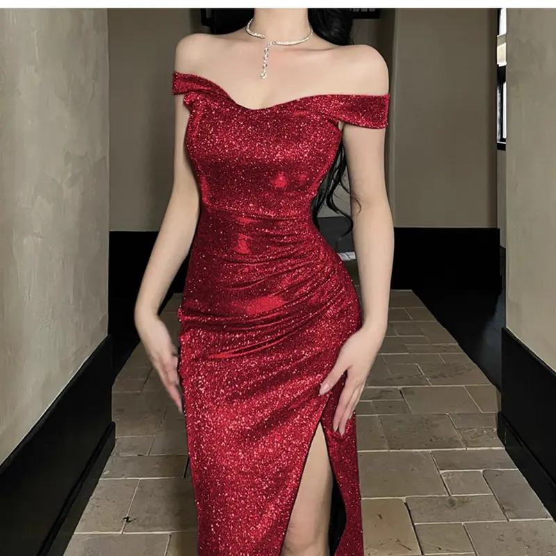 1324 red korean long sleeve fitted mini dress cocktail dress for christmas  party red dress for birthday woman - Shop | Tokopedia