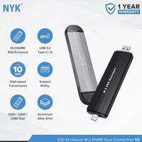 Gambar NYK S5 Case Casing Enclosure SSD M.2 NVMe High Speed Transmission , Dual Connection Output Type-C & USB-A , Allumunium Alloy untuk Size 2242 2260 2280 dari Click & Go Tokopedia Kota Bandung 1 Tokopedia