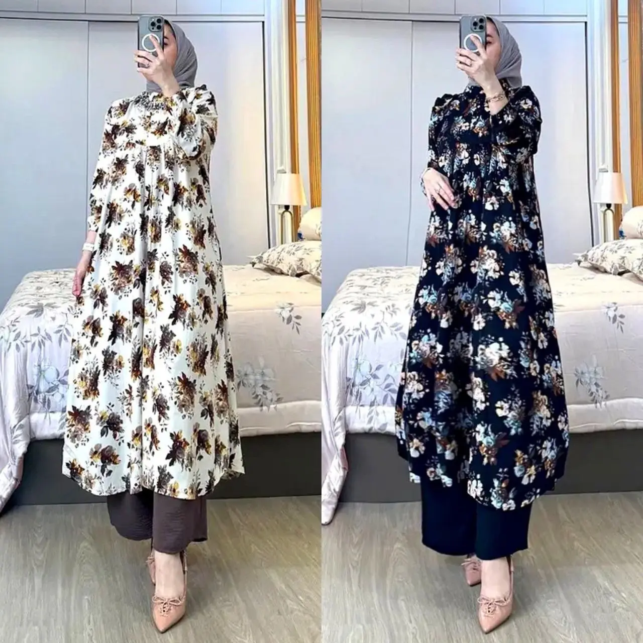 Setelan tunik maharani rayon diamond premium celana kringkle