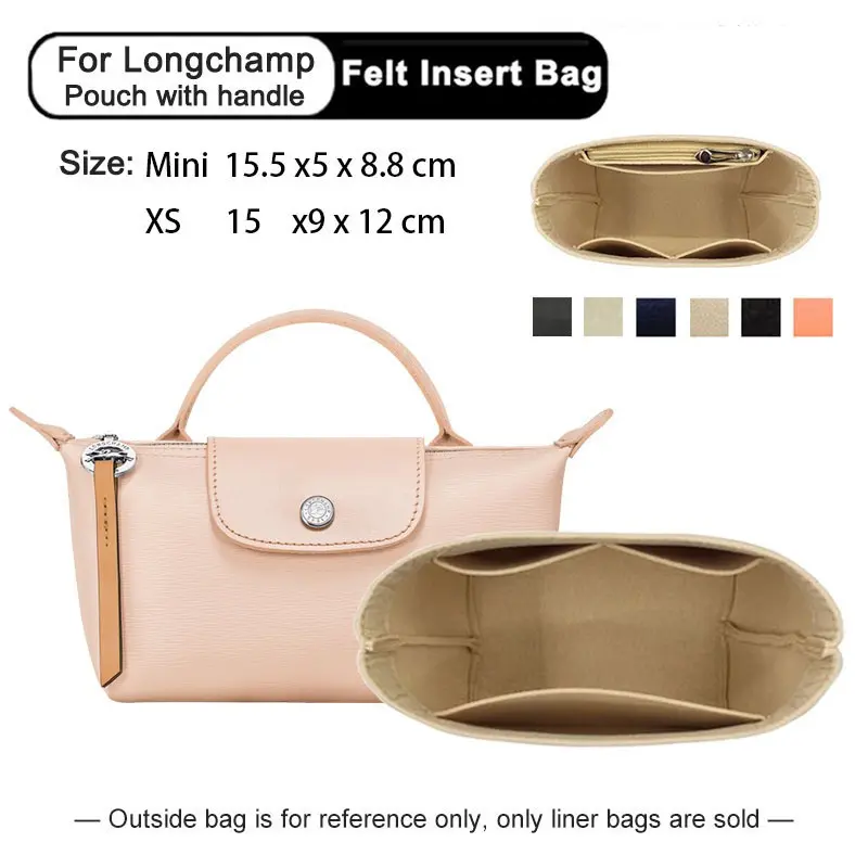 Túi XS mini vô địch dài, túi chèn vải nỉ, người tổ chức trang điểm, địu du lịch, ví bên trong, túi tote mini có tay cầm, người định hình Da Nữ Bag dây  đeo  chéo