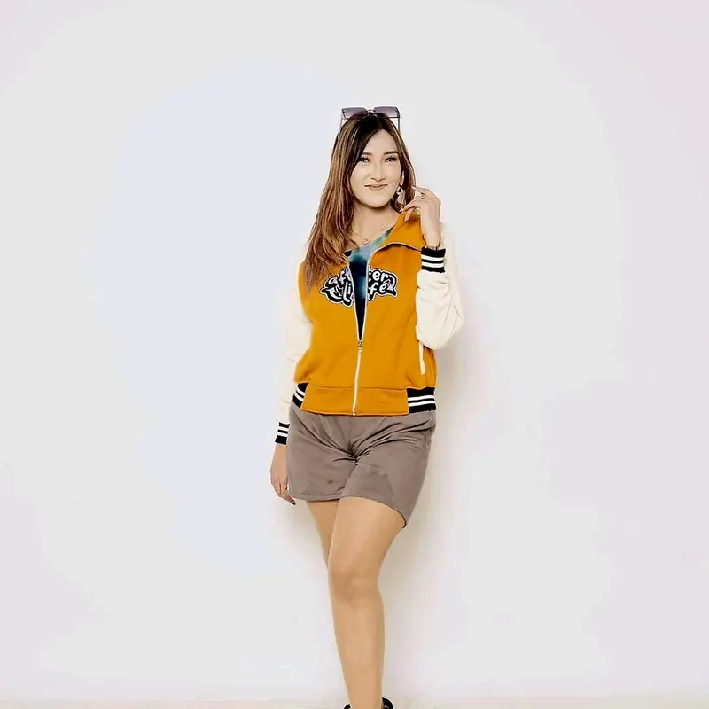 Jaket Varsity Zipper Crop After Life Bordir Premium Quality Wanita Tebal 1