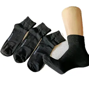 12 pasang kaos kaki pendek polos pria dan wanita dewasa hitam dan putih, semata kaki, katun spandek tebal dan lembut Unisex Panjang Nyaman